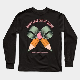 Intervention Specialist Last Day of School Coquette Bow Long Sleeve T-Shirt